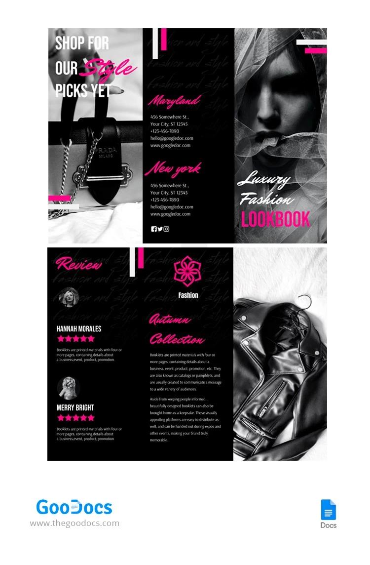 Fashion Lookbook Brochure - free Google Docs Template - 10062489