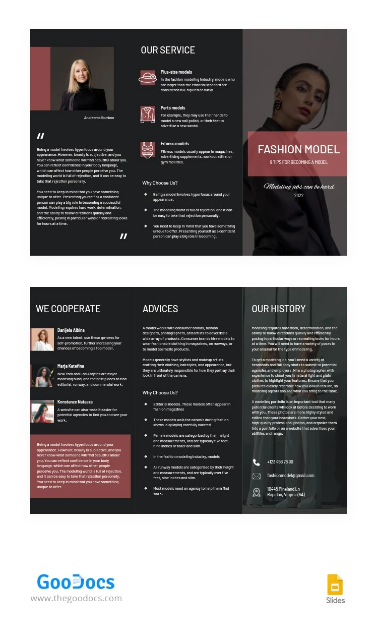 Fashion Model Brochure - free Google Docs Template - 10064219
