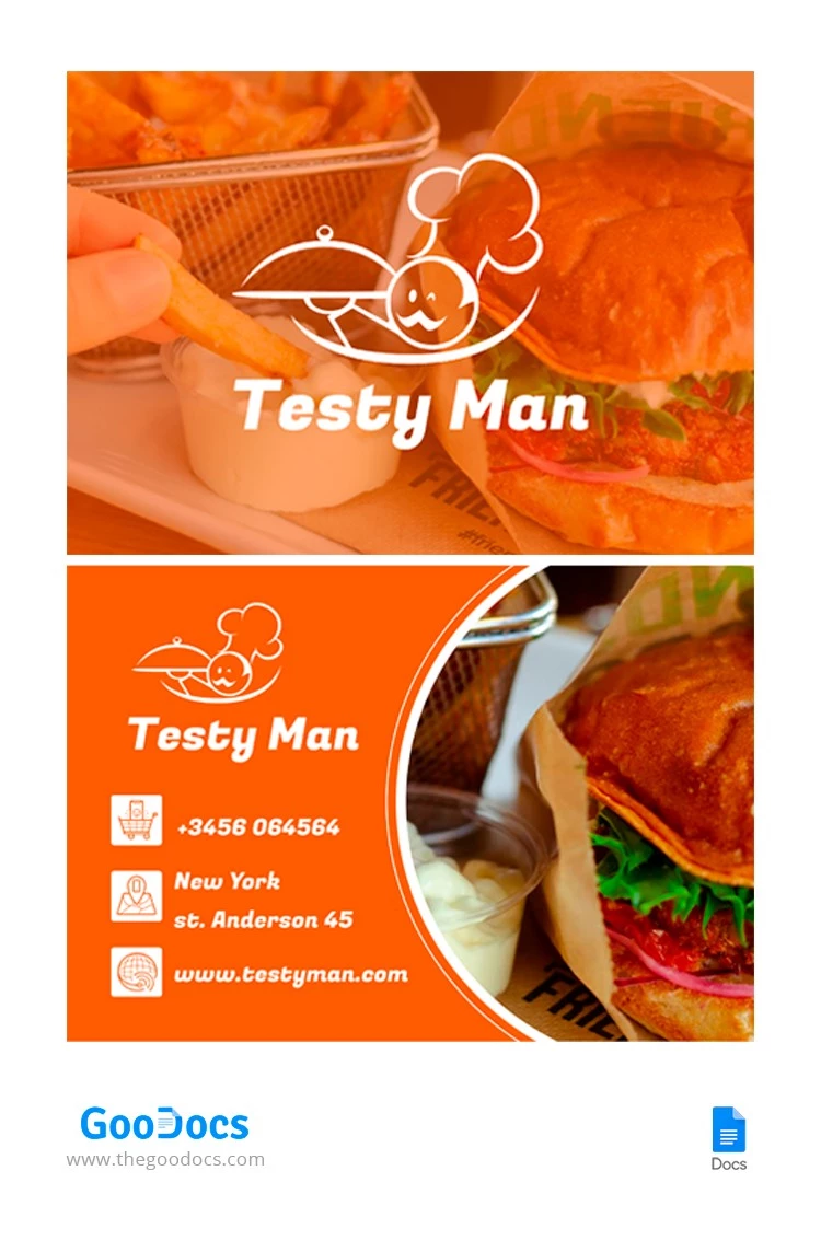 Cartão de visita de fast food - free Google Docs Template - 10065136