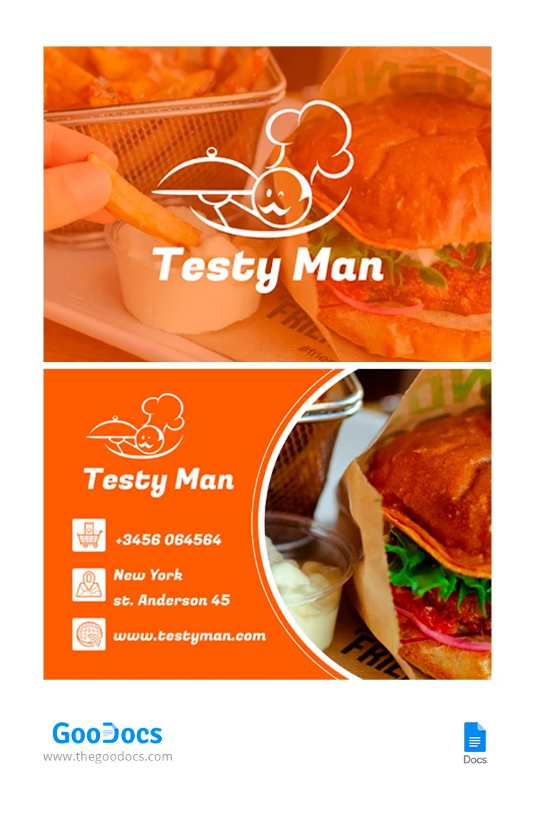 Carta da visita Fast Food - free Google Docs Template - 10065136