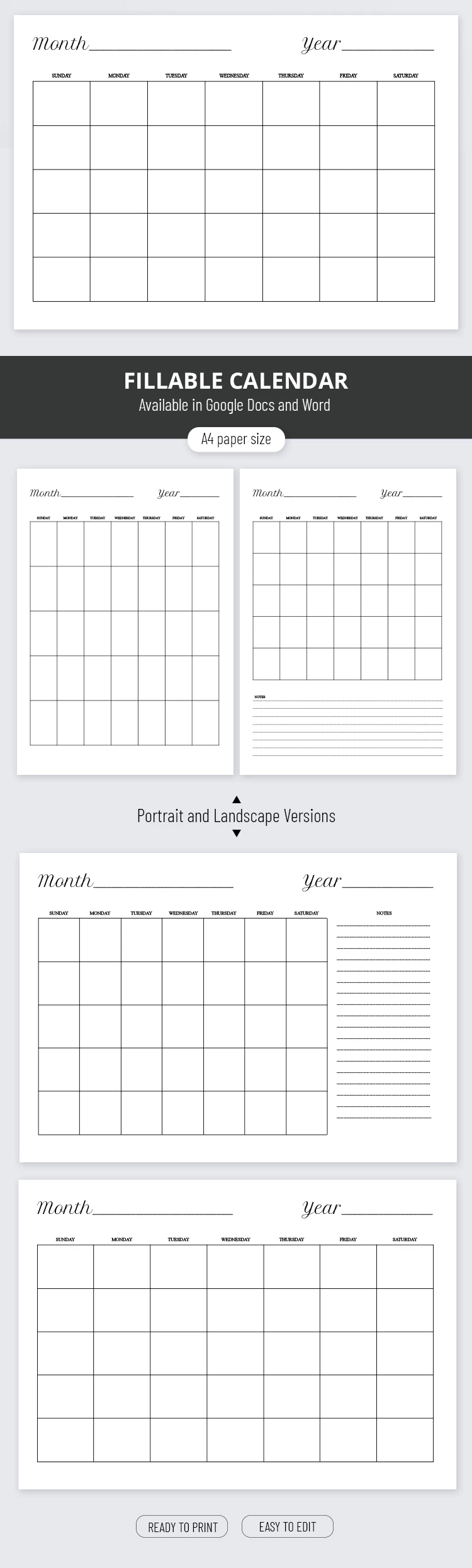 Calendario compilabile - free Google Docs Template - 10069402