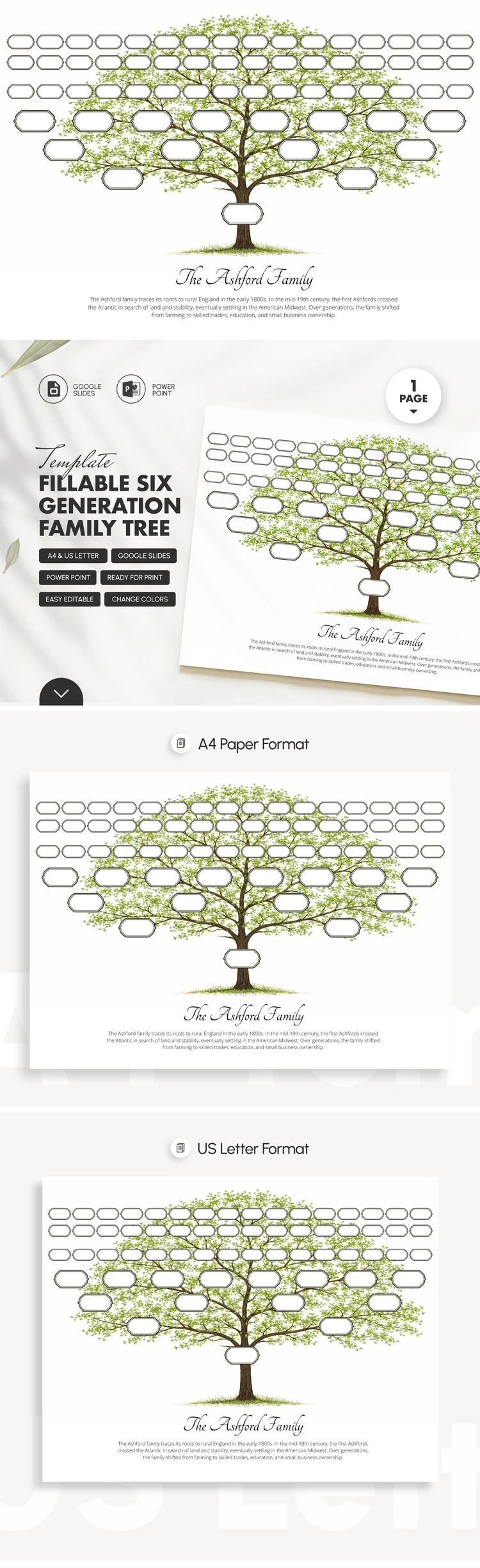 Fillable Six Generation Family Tree Template - free Google Docs Template - 10072550