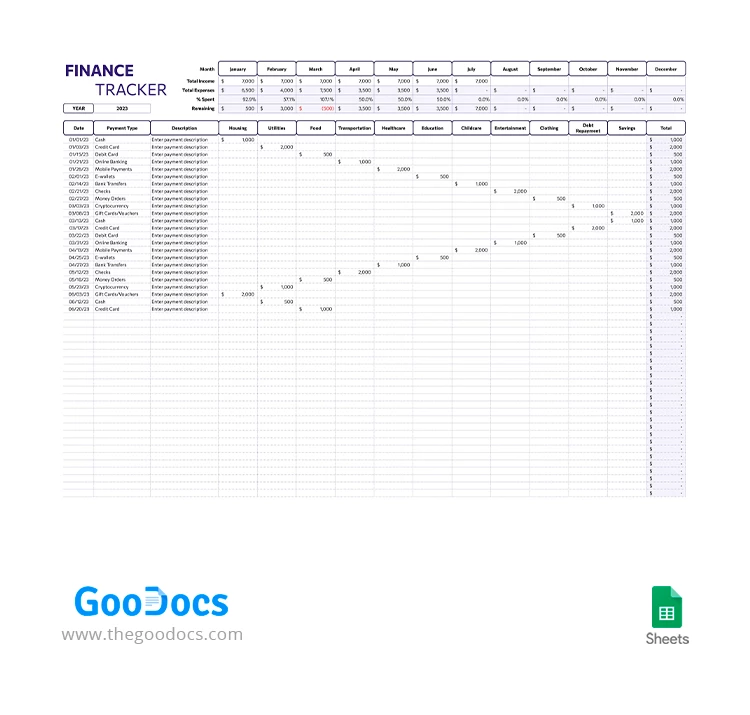 Finance Tracker - free Google Docs Template - 10067040
