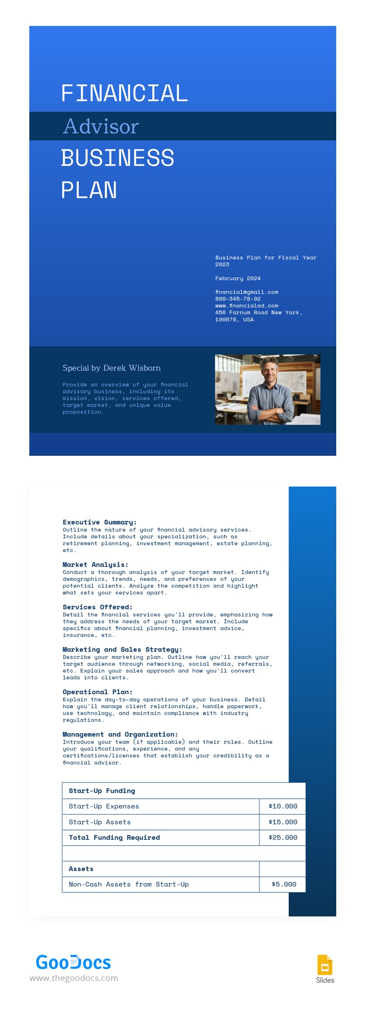 Financial Advisor Business Plan Template In Google Slides