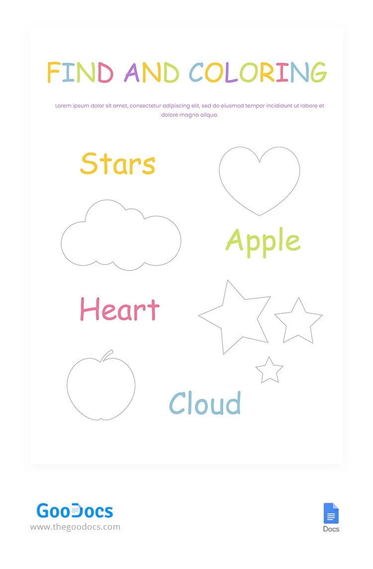 Find And Coloring Worksheet - free Google Docs Template - 10062514