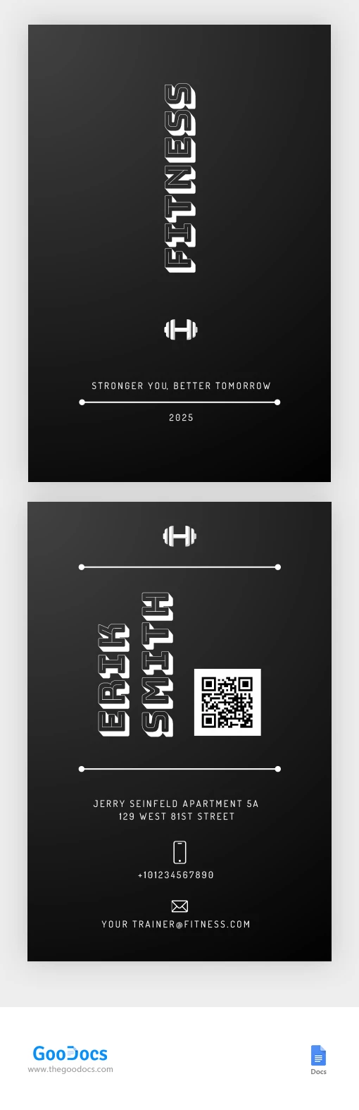 Fitness Business Cards - free Google Docs Template - 10067195