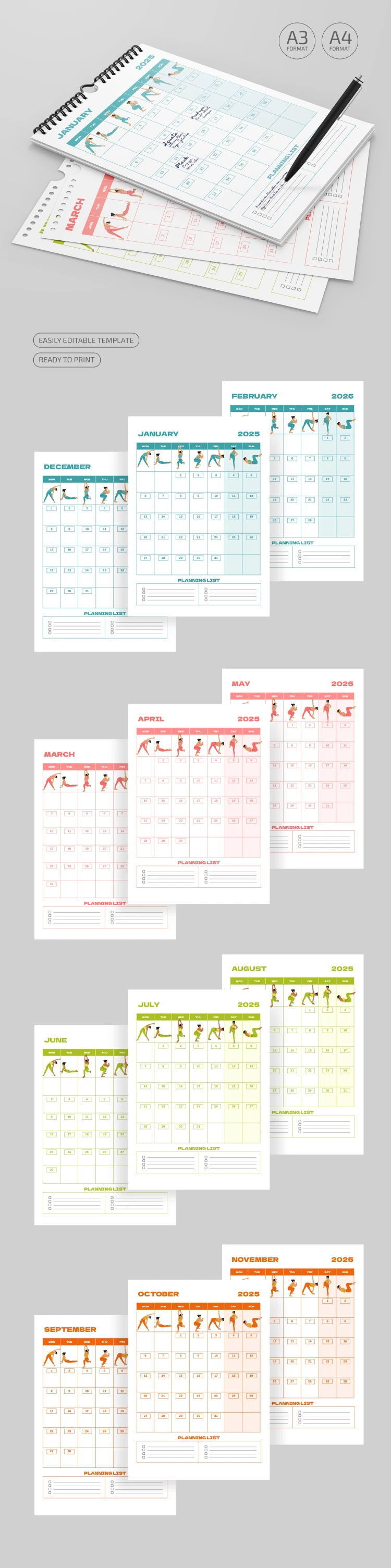 Calendario de Fitness - free Google Docs Template - 10068909