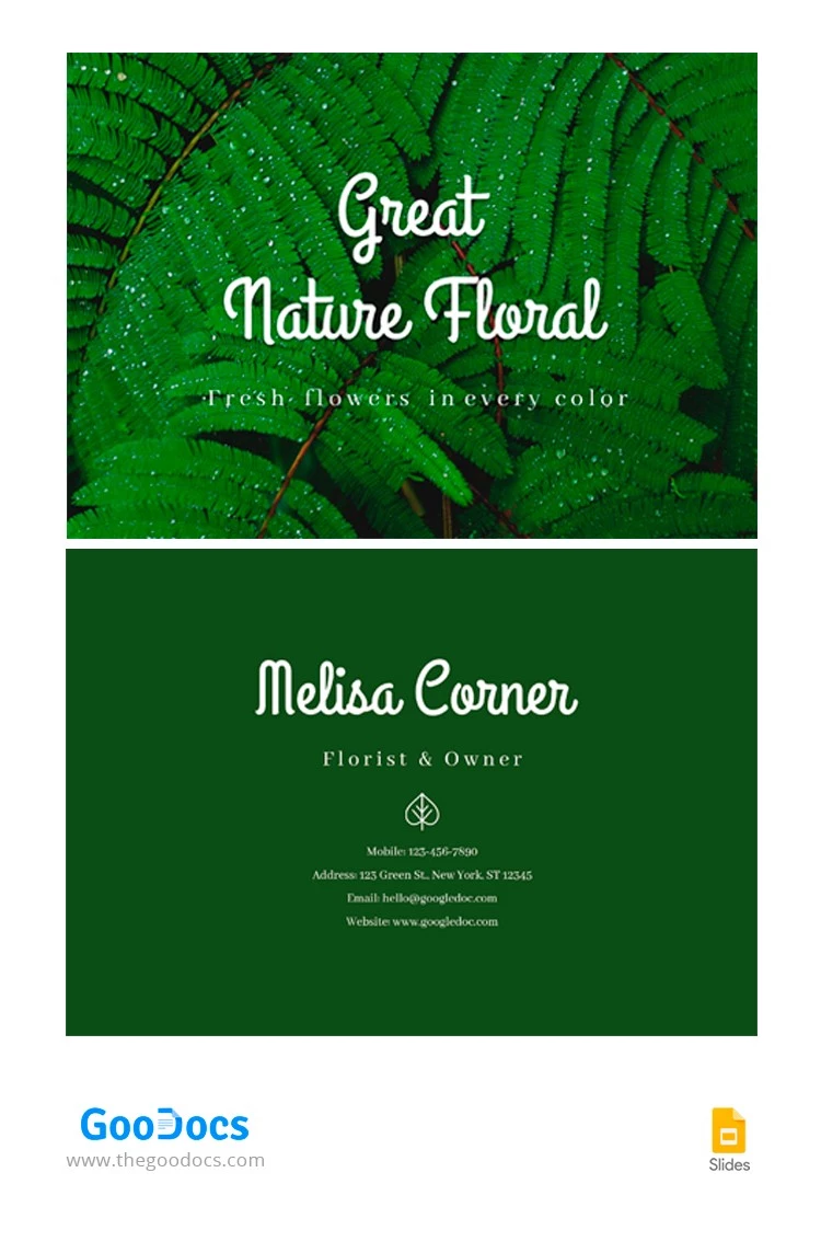 Floral Business Card - free Google Docs Template - 10062993