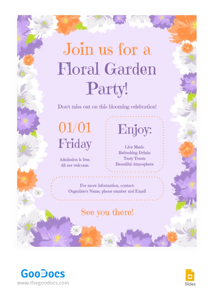 Flyer de fête de jardin floral. - free Google Docs Template - 10066465