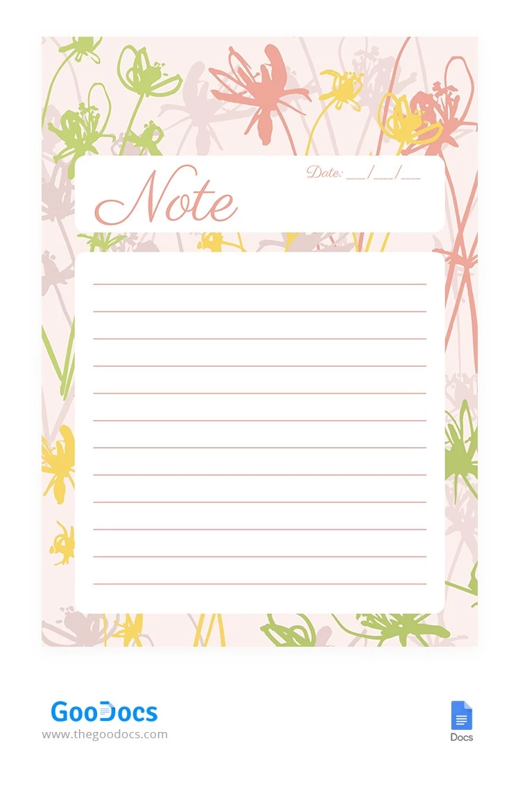 Notas gráficas florales - free Google Docs Template - 10062519