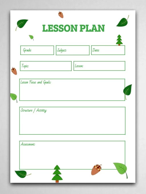 Piano di lezione floreale verde - free Google Docs Template - 10061744