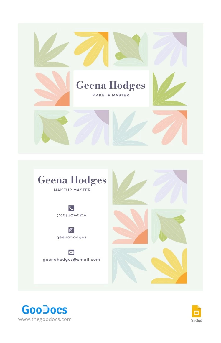 Cartão de visita ilustrado com flores. - free Google Docs Template - 10063654