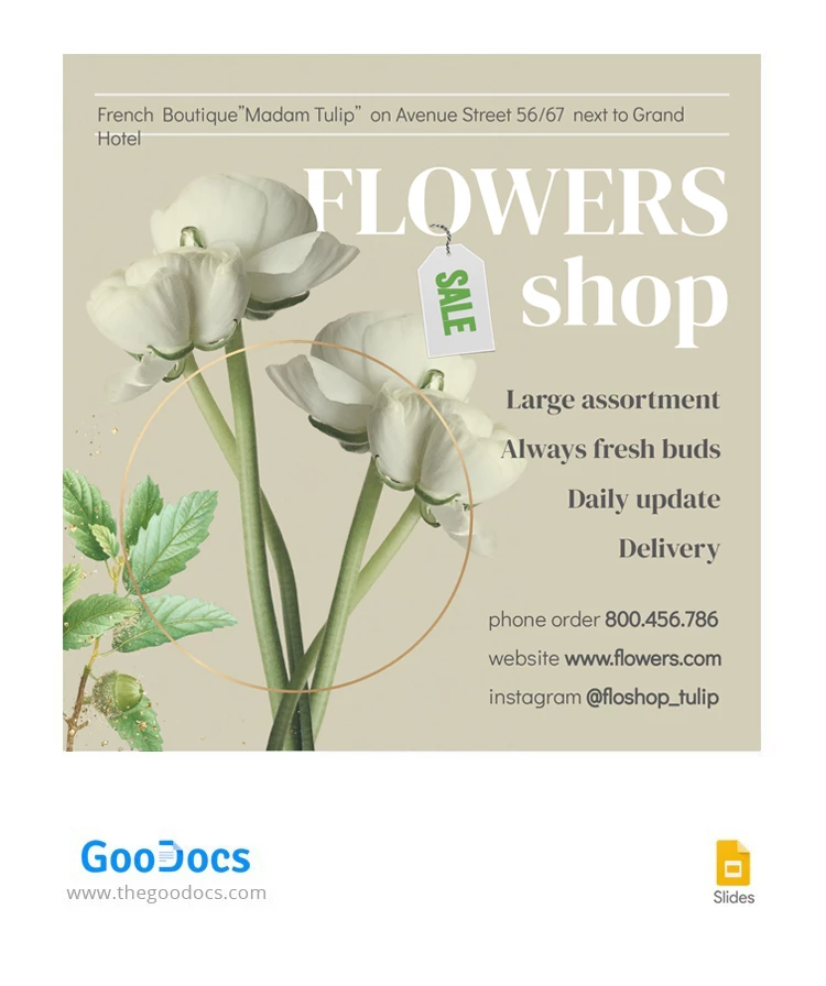Postagem no Instagram sobre flores. - free Google Docs Template - 10067522