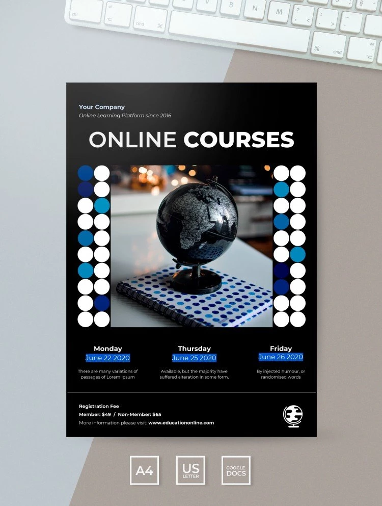 Online Courses Flyer - free Google Docs Template - 10061503