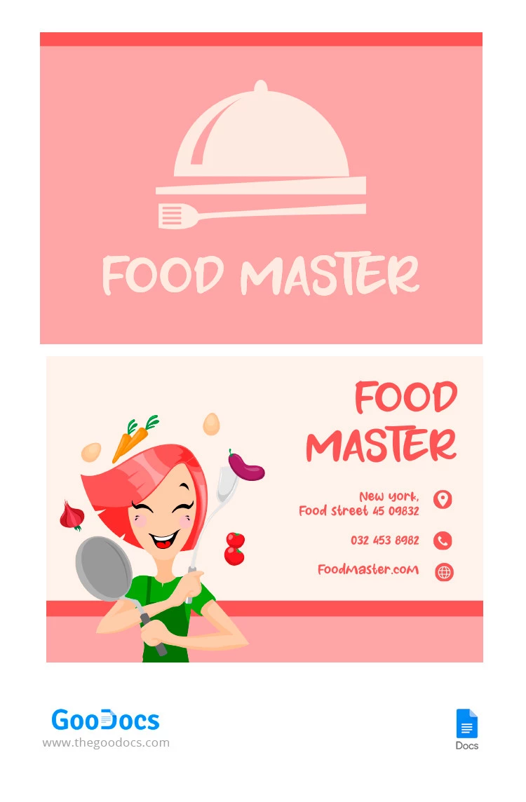 Tarjeta de presentación de Food Master - free Google Docs Template - 10065638