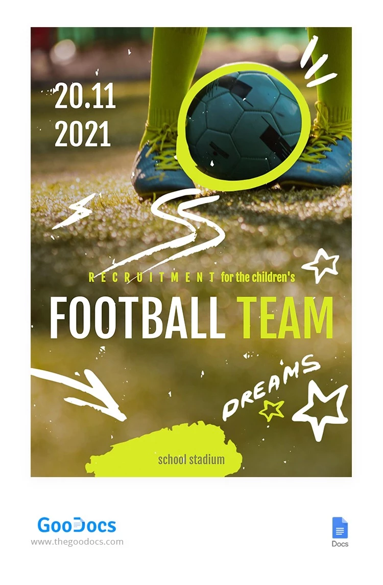 Anúncio da Aula de Futebol. - free Google Docs Template - 10062330