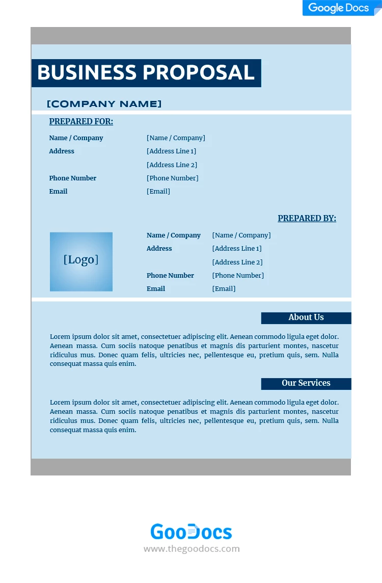 Propuesta de negocio formal - free Google Docs Template - 10062027