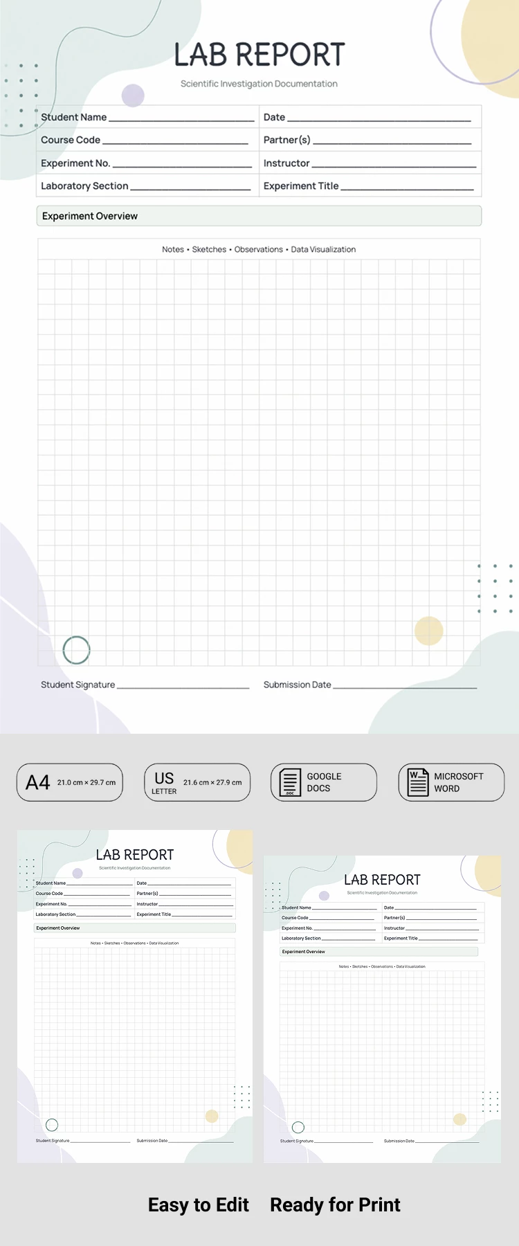 Preview of Formal Lab Report Template for Google Docs and Microsoft Word