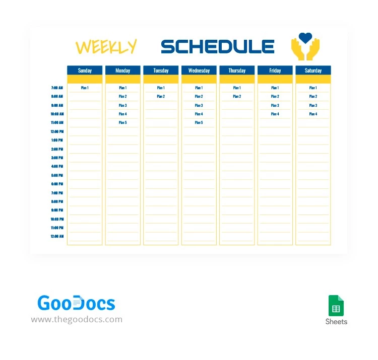 Freedom Style Weekly Schedule - free Google Docs Template - 10063606