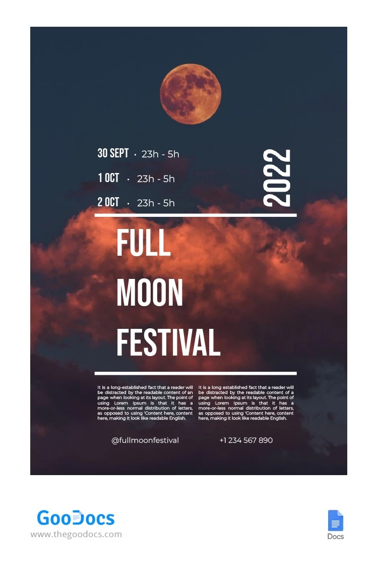 Flyer du festival de la pleine lune - free Google Docs Template - 10063597