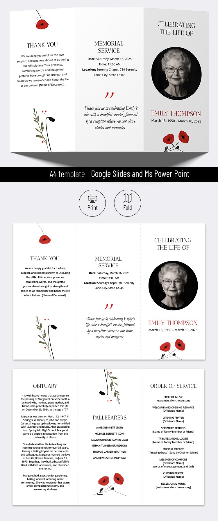 Free Funeral Program – Elegant & Editable Design In Google Slides