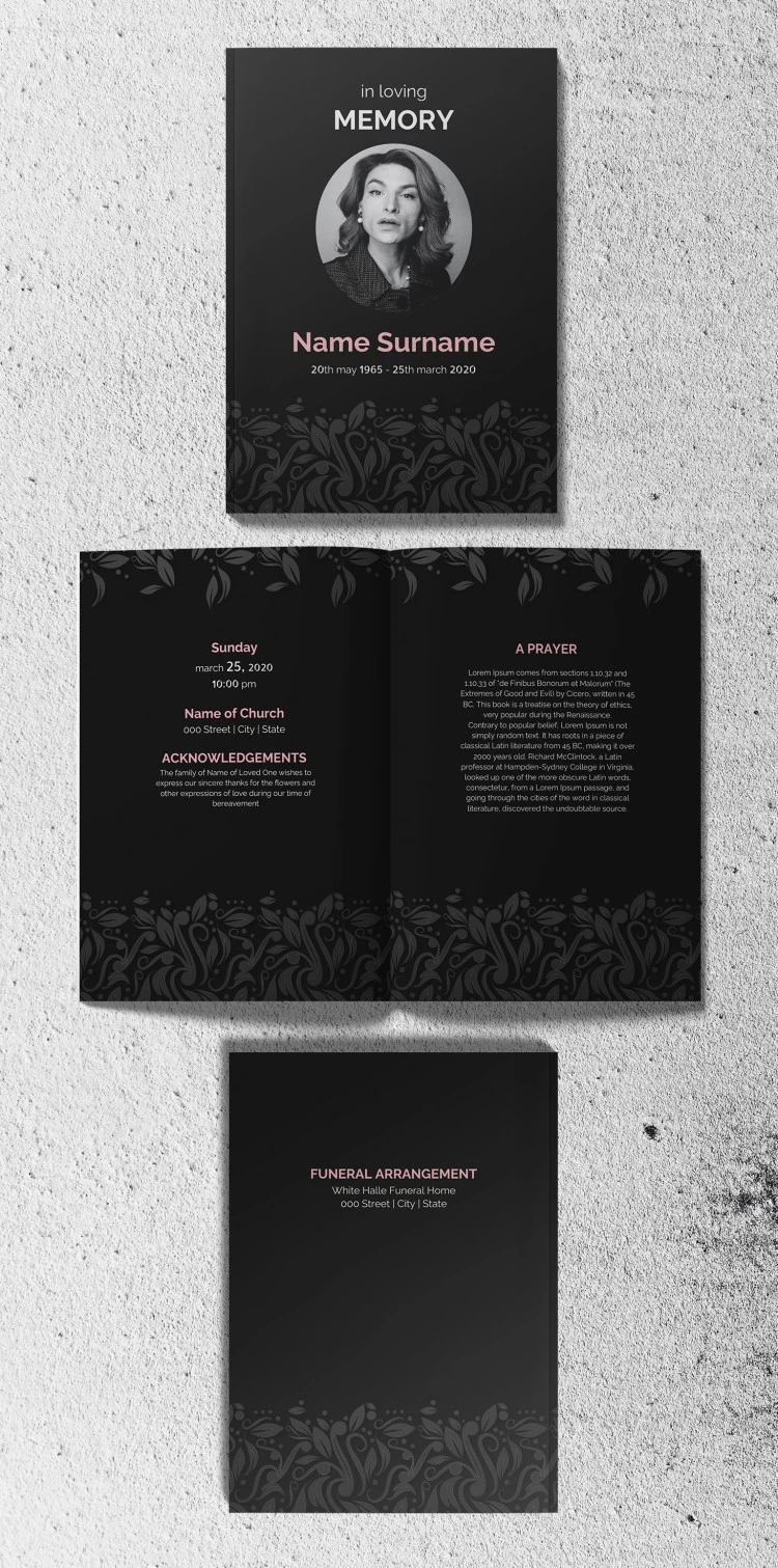 Brochure funeraria - free Google Docs Template - 10061635