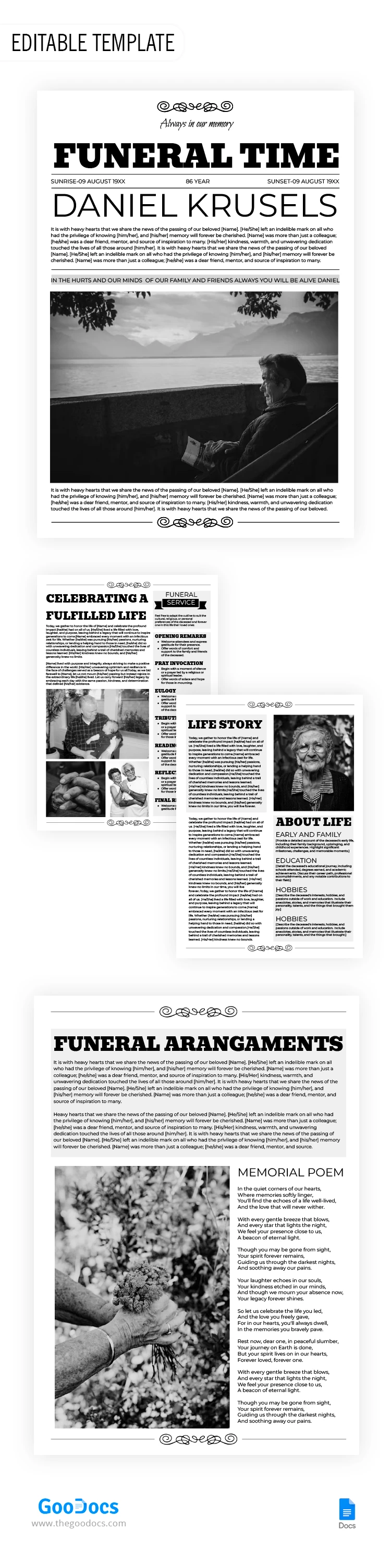 Funeral Time Newspaper - free Google Docs Template - 10068633