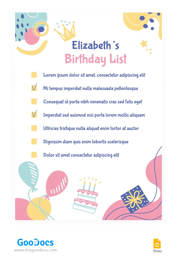 Lista de cumpleaños divertida - free Google Docs Template - 10065533