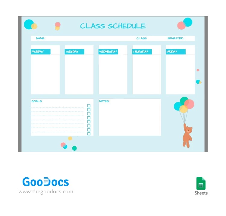 Funny Blue Class Schedule - free Google Docs Template - 10063576