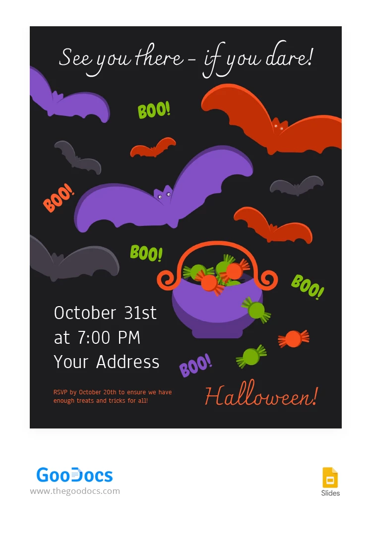 Lustige dunkle Halloween-Einladung - free Google Docs Template - 10066922
