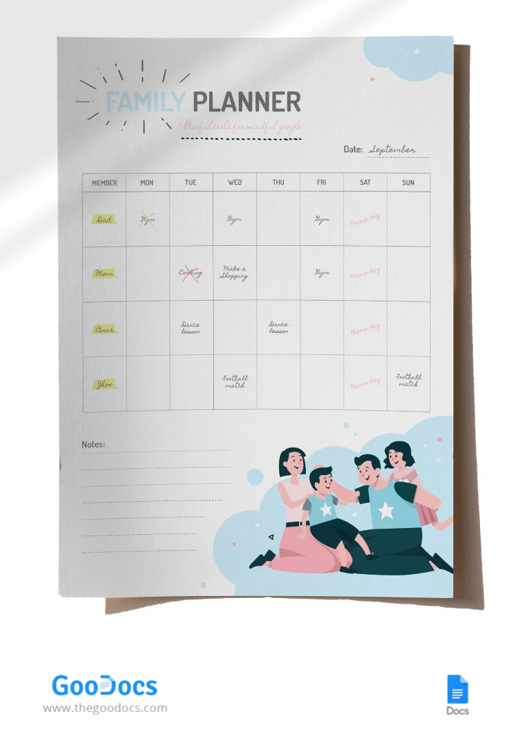 Funny Family Planner - free Google Docs Template - 10067575