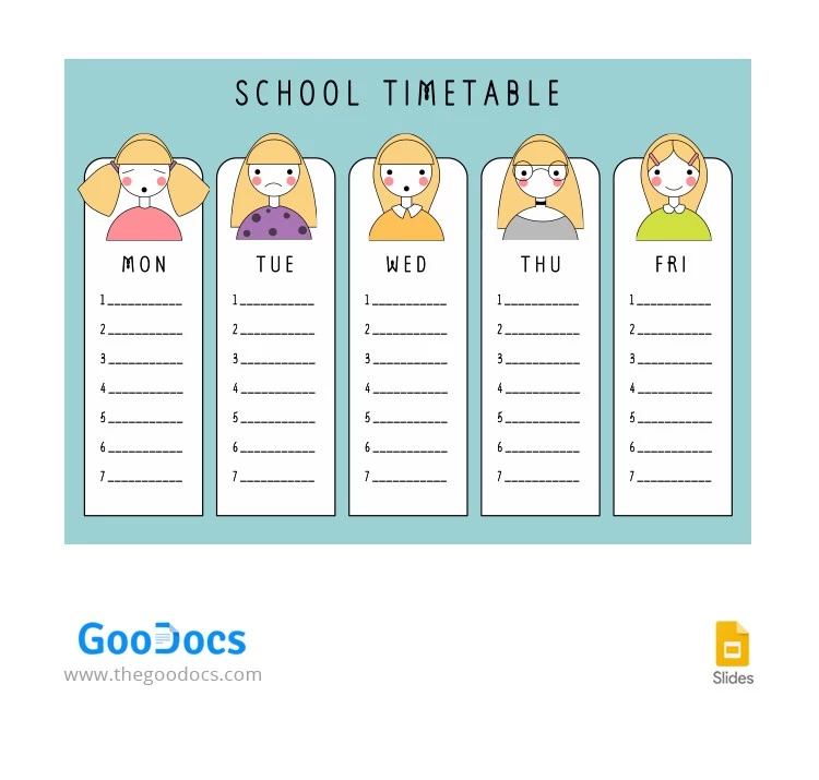Funny Girls Class Schedule - free Google Docs Template - 10064285