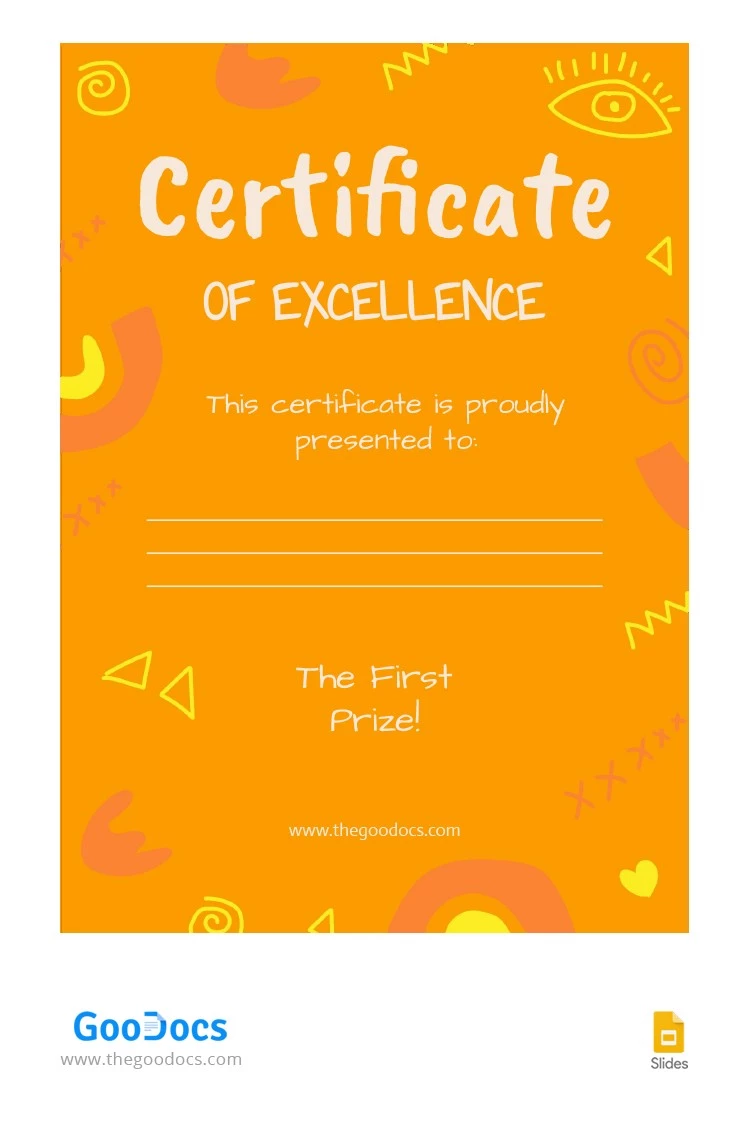 Certificato divertente arancione - free Google Docs Template - 10065264