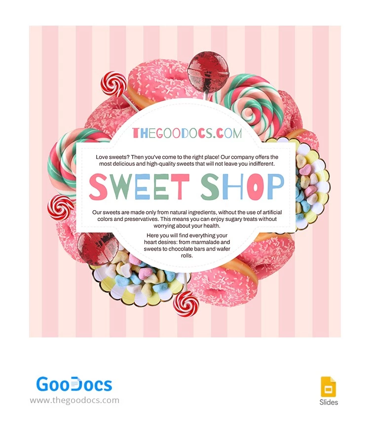 Divertido post de Facebook de la tienda de dulces rosa. - free Google Docs Template - 10065800