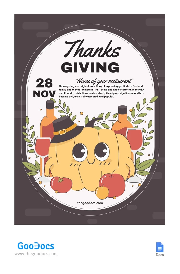 Drôle d'affiche de Thanksgiving - free Google Docs Template - 10064849