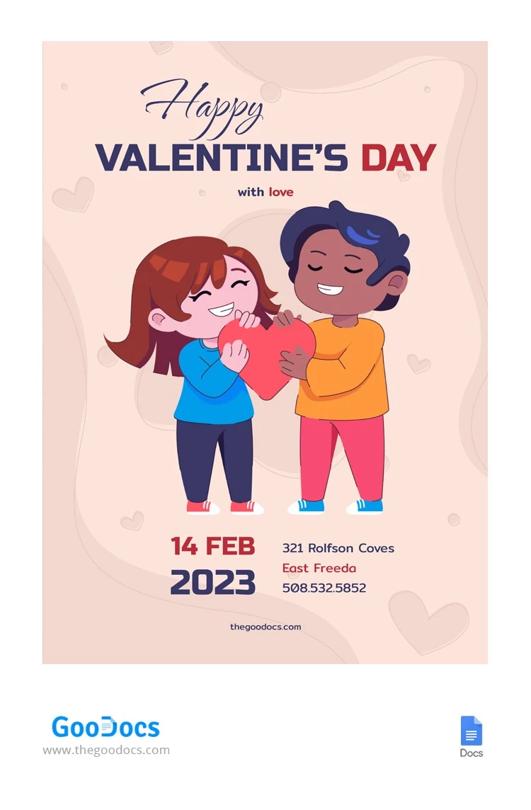 Divertido cartel de personajes del Día de San Valentín - free Google Docs Template - 10065236