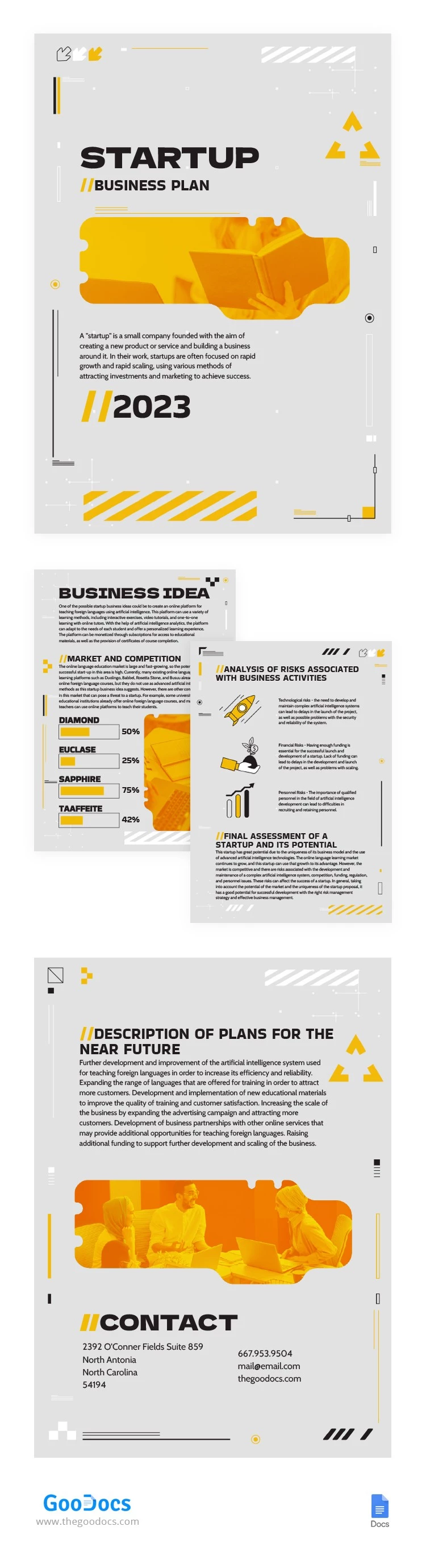 Plan de negocio de una empresa de inicio futurista amarilla. - free Google Docs Template - 10065806