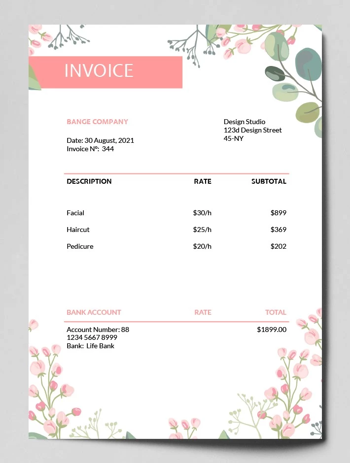 Gentle Invoice - free Google Docs Template - 10061920