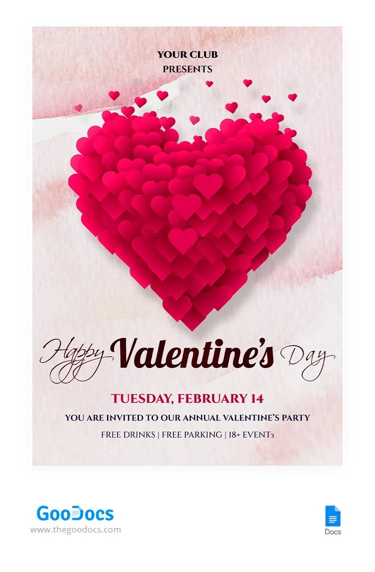 Sanfter Valentinstags-Flyer - free Google Docs Template - 10065149