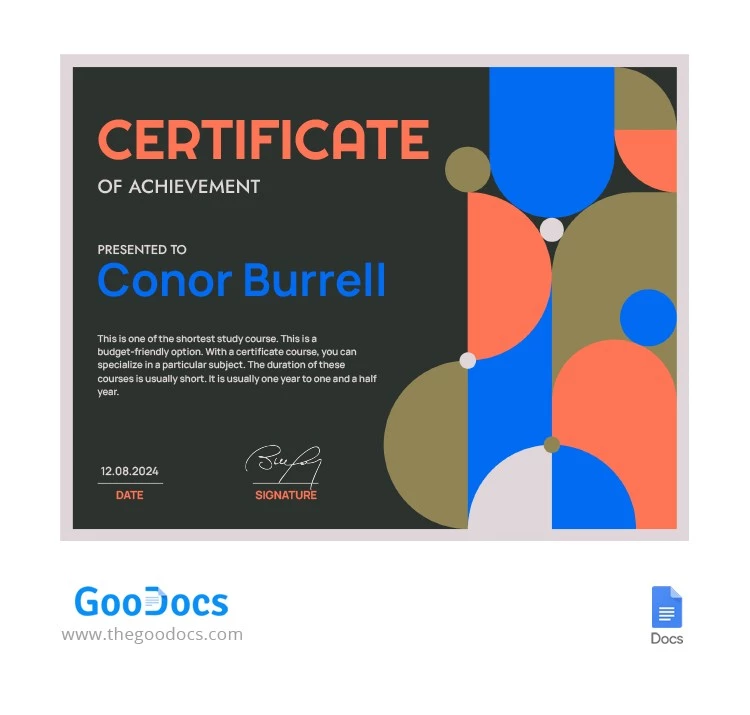 Certificat de diplôme géométrique - free Google Docs Template - 10064962