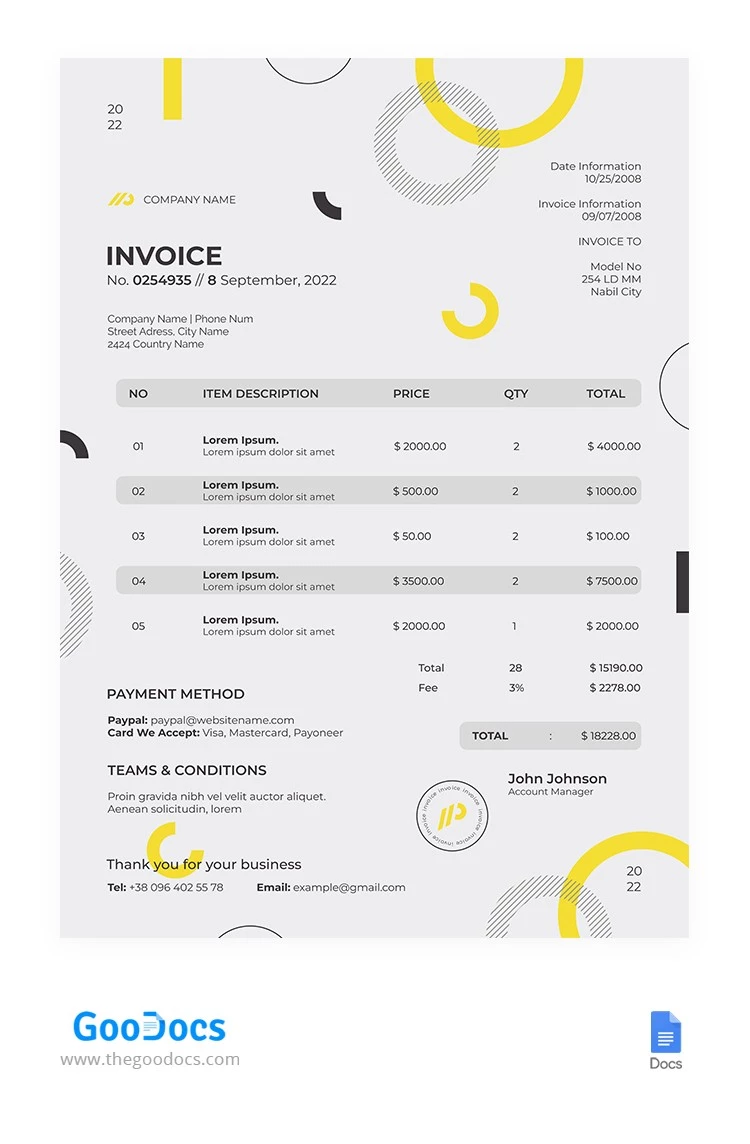 Fatura Geométrica Moderna - free Google Docs Template - 10064635