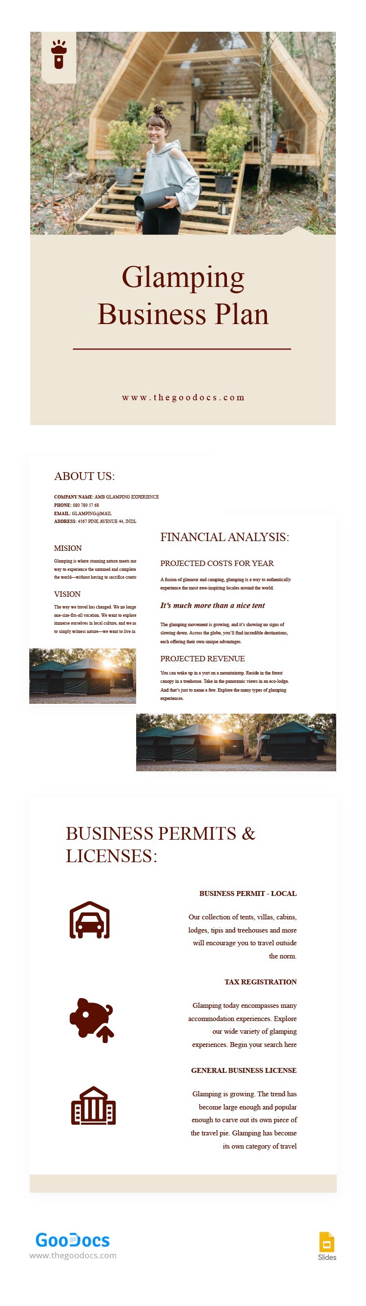 Glamping Business Plan Template In Google Slides