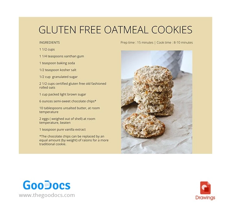 Ricetta dei biscotti all'avena senza glutine. - free Google Docs Template - 10062432