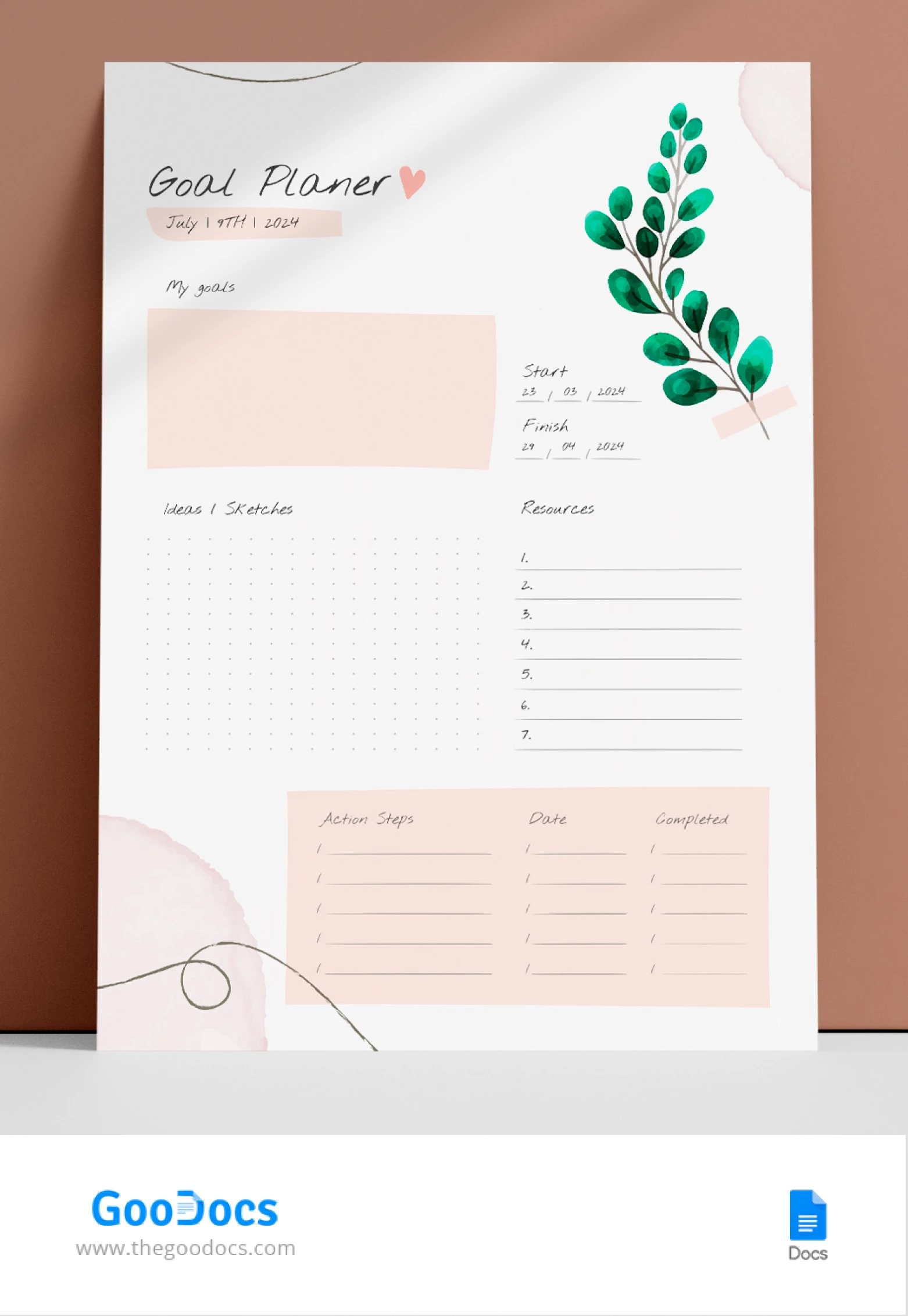 Suivi des objectifs Planificateur - free Google Docs Template - 10068207