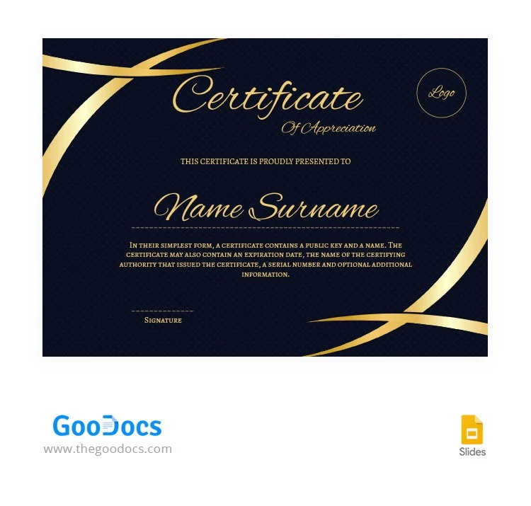 Certificati vincitore oro-blu - free Google Docs Template - 10065107