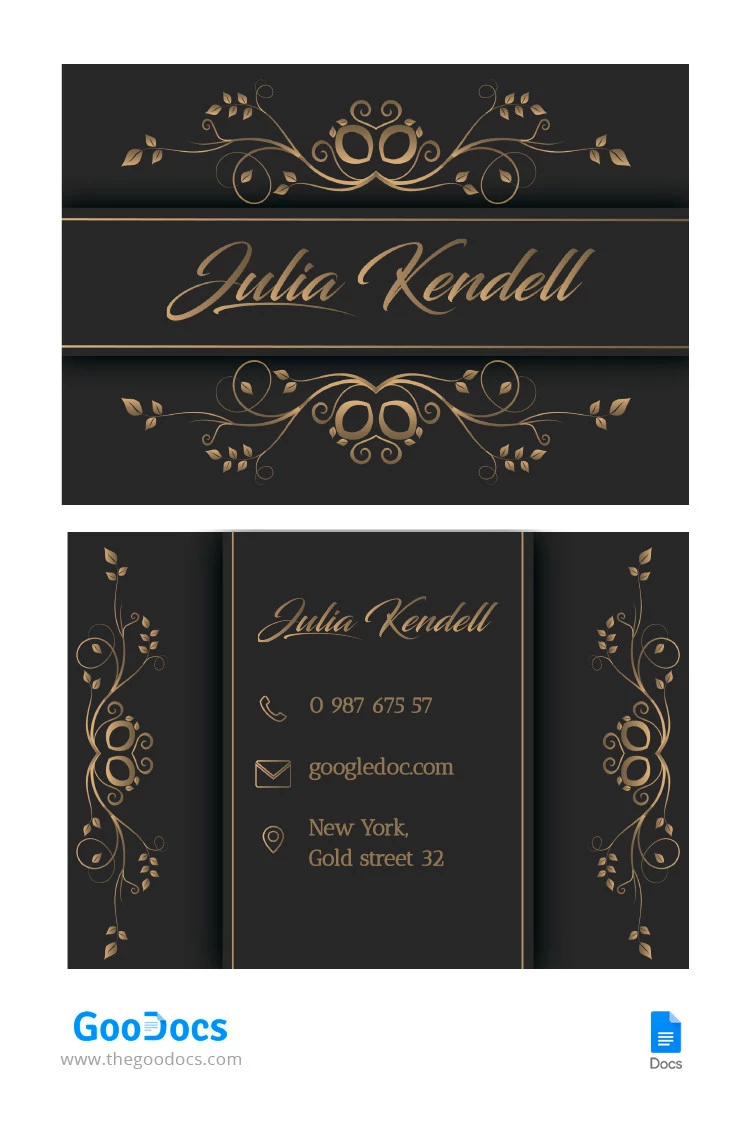 Gold Event Planner Business Card - free Google Docs Template - 10065612