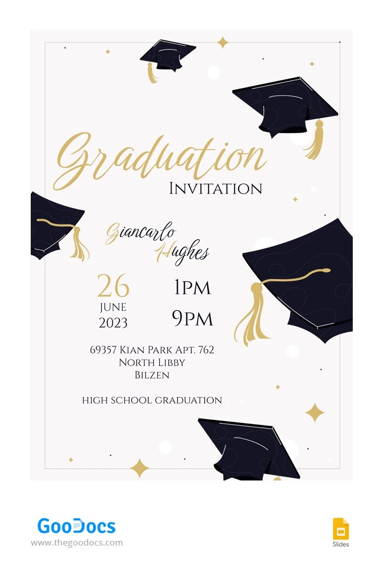 Golden Graduation Invitation - free Google Docs Template - 10064489