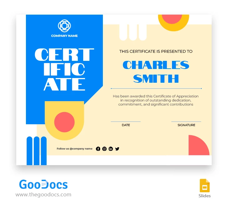 Google Slides Zertifikat - free Google Docs Template - 10067684