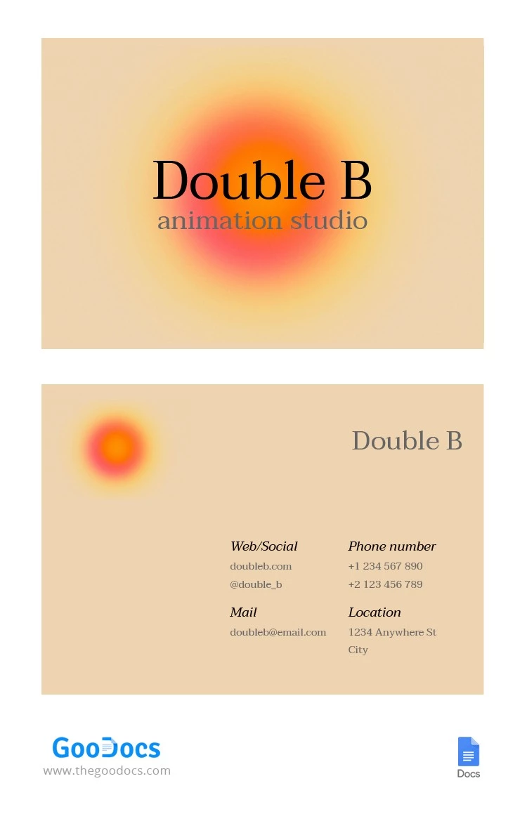 Gradient Animation Studio Business Card - free Google Docs Template - 10064196