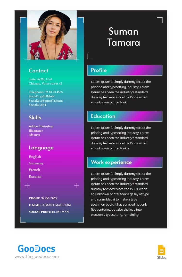 CV de gradiente - free Google Docs Template - 10062712